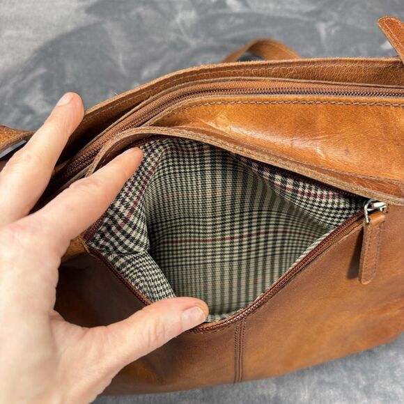 Wild West Los Angeles Women’s Distressed Leather Crossbody Bag Brown - Picture 8 of 15